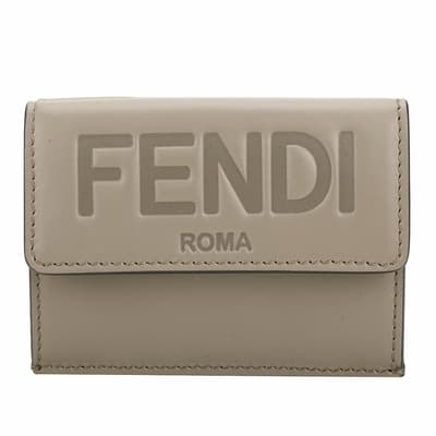 FENDI Roma 字母烙印小牛皮釦式短夾(灰色)