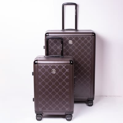 BENTLEY 28吋+20吋 PC+ABS 商務鋁框輕量行李箱 二件組-咖啡