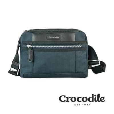 Crocodile 鱷魚皮件 Snapper 3.0系列 布配皮 橫式斜背包（S）側背包-0104-09902-黑藍兩色