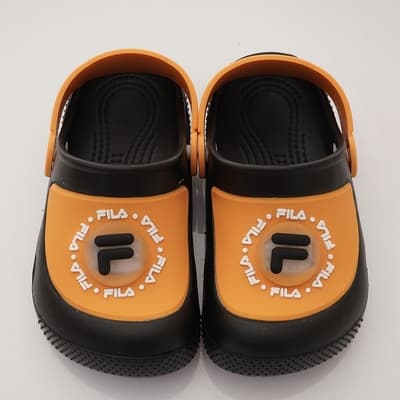 FILA頂級童鞋-台灣製超輕量護趾電燈涼鞋款-855W黑黃(中小童段)
