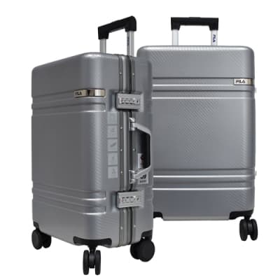 FILA 29吋碳纖維飾紋2代系列鋁框行李箱-月牙銀