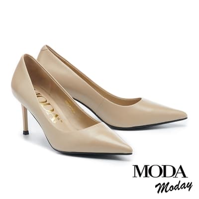 高跟鞋 MODA MODAY 簡約優雅羊皮尖頭高跟鞋－米