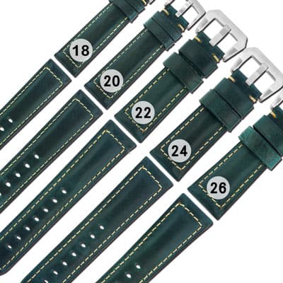 Watchband / 各品牌通用經典復刻百搭款厚實柔軟真皮錶帶-深藍綠色