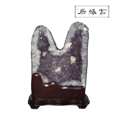 古緣居 巴西天然紫水晶洞 +木製底座(33.5公斤)