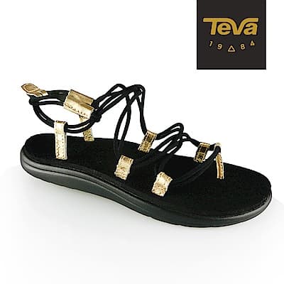 【TEVA】原廠貨 女 Voya Infinity Metallic 羅馬織帶涼鞋/雨鞋/水鞋(黑金-TV1097852BKGD)