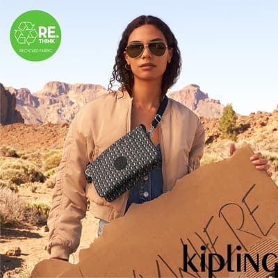 『千層包』Kipling 立體K字母撞粉色單肩隨身斜背包-RIRI
