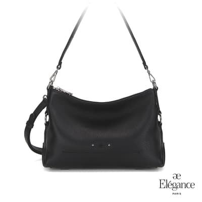 【Elegance】ADELA簡約牛皮小側背包-黑色
