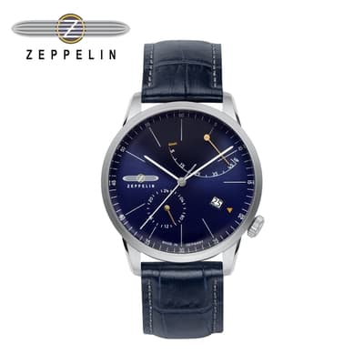 【齊柏林飛船錶Zeppelin】水平線藍盤動力儲存機械錶 40mm 男/女錶 自動上鍊 73663