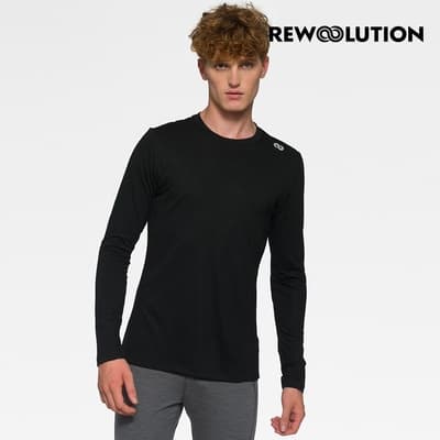【Rewoolution】男EXPLORER 190g長袖T恤[黑色] 羊毛衣 長袖T恤 登山必備 吸濕排汗 REAB2MC70495