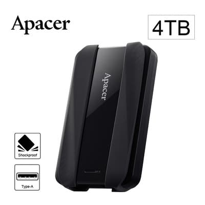 Apacer宇瞻AC533 4TB USB3.2 Gen1 2.5吋防護型行動硬碟-黑