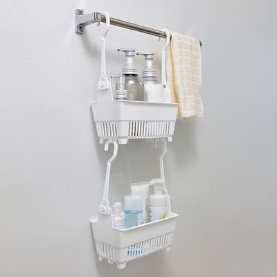 日本製造INOMATA吊掛式浴室小物瀝水籃3入組