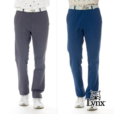 【Lynx Golf】男款保暖防風防潑水凹凸印LOGO設計兩側剪接羅紋造型平口休閒長褲(二色)