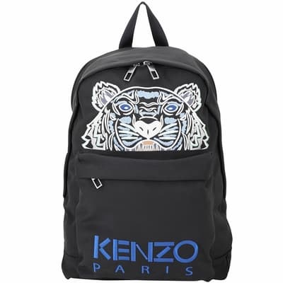 KENZO Tiger Canvas 大款 老虎刺繡圖騰帆布後背包(黑色)