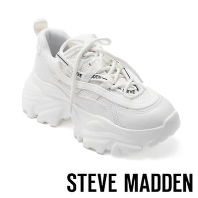 STEVE MADDEN-RECOUPE 厚底綁帶拼接老爹鞋-白色