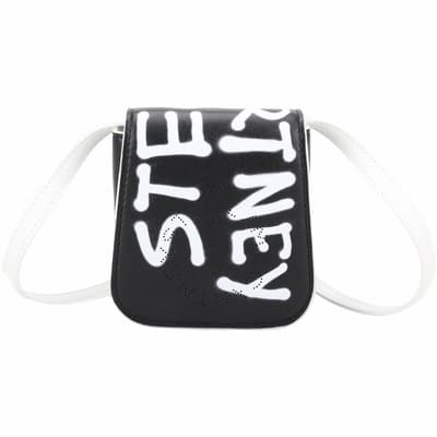 Stella McCartney Logo 雷射穿孔塗鴉字母斜背卡夾/零錢包(黑色)