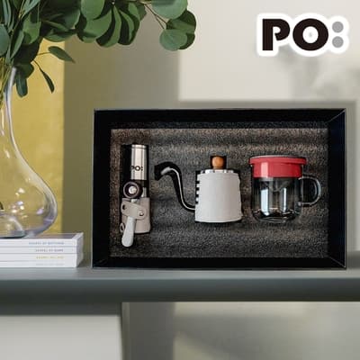 【PO:Selected】丹麥手沖咖啡三件禮盒組2.0(咖啡壺-灰/玻璃杯350ml-黑紅/咖啡磨2.0)