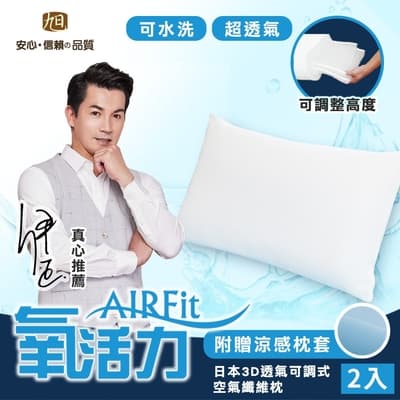 【日本旭川】3D可調式透氣空氣纖維枕-2入(含素色枕套) (感謝伊正 真心推薦 AIR Fit 氧活力 枕頭)
