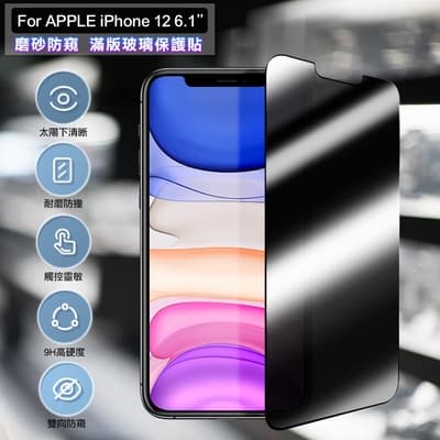 ACEICE for iPhone 12 6.1吋 霧面磨砂防窺滿版玻璃保護貼-黑
