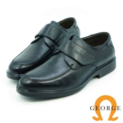 GEORGE 喬治-氣墊系列-牛皮圓頭寬楦魔鬼氈紳士鞋