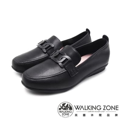 WALKING ZONE(女) 鏈型氣質莫卡辛鞋 女鞋-黑色(另有卡其色)