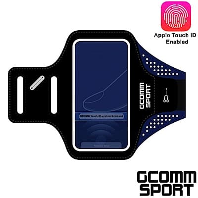 GCOMM SPORT 4.8吋 指紋辨識超輕薄雙層萊卡透氣親膚 運動臂帶 運動酷黑