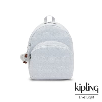Kipling 冰晶霧灰印花前袋簡約後背包-CHANTRIA M
