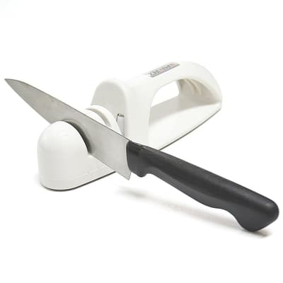 日本製造Shimomura三用刀刃陶瓷磨刀器(白色)