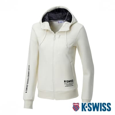 K-SWISS Fleece Jacket刷毛連帽外套-女-米白