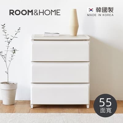 韓國ROOM&HOME 韓國製55面寬三層抽屜收納櫃(木質天板)-DIY-多色可選