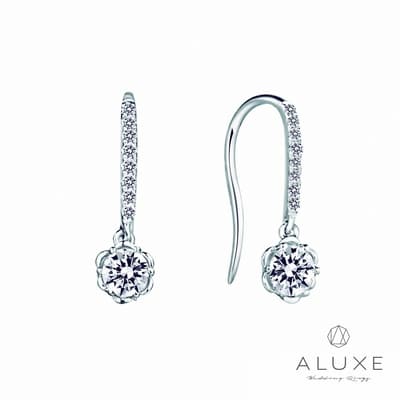 ALUXE 亞立詩 18K金 垂墜式 花朵造型 鑽石耳環 ES0769