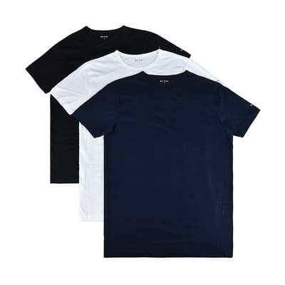 PAUL SMITH字母LOGO圓領居家短袖T恤三件組(男款/黑x白x藍)