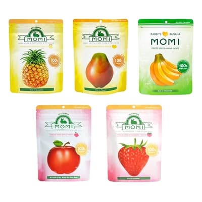 MOMI摩米-特級凍乾小食 木瓜/香蕉/草莓/鳳梨/蘋果 15g/0.5oz x 6入組(購買二件贈送全家禮卷100元*1張)