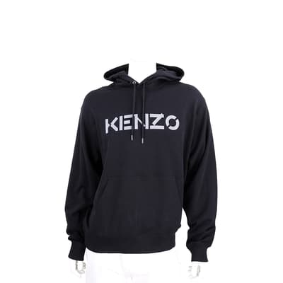 KENZO 灰字母徽標黑色棉質連帽運動衫 大學T(男款)