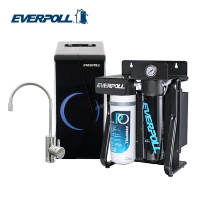 【EVERPOLL】廚下型雙溫無壓飲水機+直出極淨純水機 EP-168+RO-900