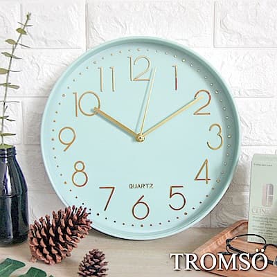 TROMSO 紐約時代玫瑰金靜音時鐘-時代藍綠金