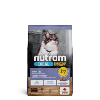 加拿大NUTRAM紐頓I17專業理想系列-室內化毛貓雞肉+燕麥 5.4kg(12lb)(NU-10276)(購買第二件贈送寵物零食x1包)