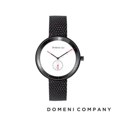DOMENI COMPANY 經典系列 316L不鏽鋼小秒針錶 黑色錶帶 -白/32mm