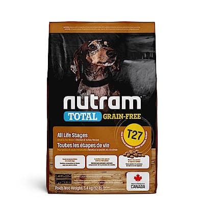 NUTRAM 紐頓 T27 無穀火雞+雞肉 挑嘴全齡犬(小顆粒)5.4kg