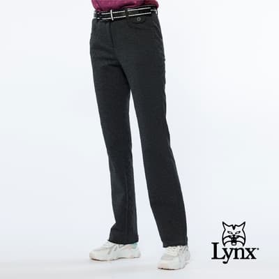 【Lynx Golf】女款日本進口布料溫暖舒適內刷毛材質暗紋紋路窄管長褲-深灰色