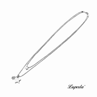大東山珠寶 L&H Luperla 五芒星三重奏 雙墜精品鍍白K項鍊