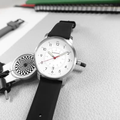 WENGER  / Avenue 休閒風格 運動潮流 日期 防水 矽膠手錶-白x銀框x黑/42mm