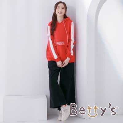 betty’s貝蒂思　內刷毛拼接袖連帽T-shirt(紅色)