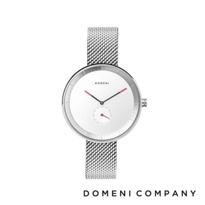 DOMENI COMPANY 經典系列 316L不鏽鋼小秒針錶 銀色錶帶 -白/32mm