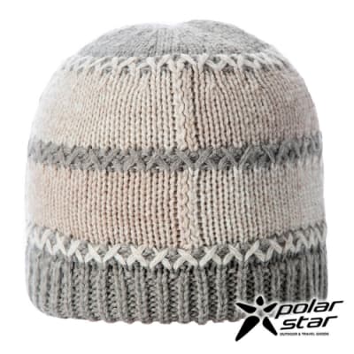 【PolarStar】中性 格子保暖帽『米色』P18601