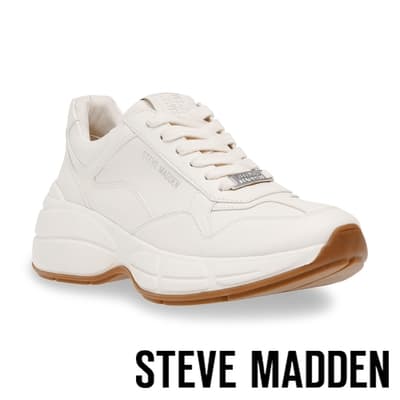 STEVE MADDEN-LEGION 綁帶拼接厚底老爹鞋-米白色