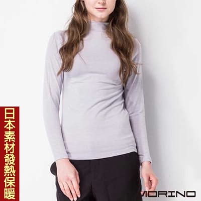 (女)日本素材發熱衣 速暖長袖半高領衫 立領 長袖T恤 灰色 MORINO摩力諾 衛生衣