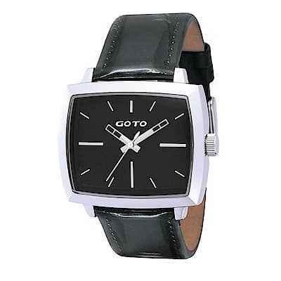 GOTO 神使方型手錶-黑x白時標/40mm