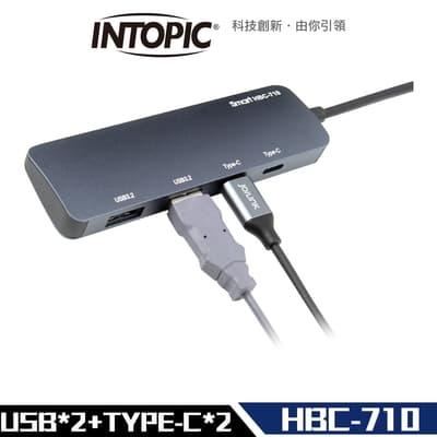 INTOPIC 廣鼎 USB3.2 Type-C 鋁合金 高速集線器 (HBC-710) - 4埠