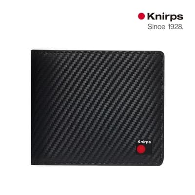 Knirps 德國紅點 RFID防盜9卡雙鈔層牛皮短夾 / 皮夾- 碳纖維紋
