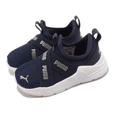 Puma 慢跑鞋 Wired Run Slip On INF 童鞋 小童 黑 織帶 學步鞋 路跑 運動鞋 38199505